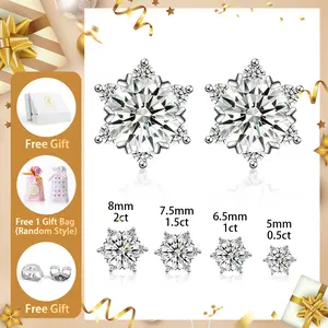 Moissanite 0.5-3ct Ice Crystal Snowflake Earrings, Sparkling Icy Shine, Winter Refined Jewelry,  Earrings Accessories,  Chic Fashion Jewelry, Fashion Pairings, Christmas Must-Have Stud Earrings, A Romantic Gift for Any Occasion