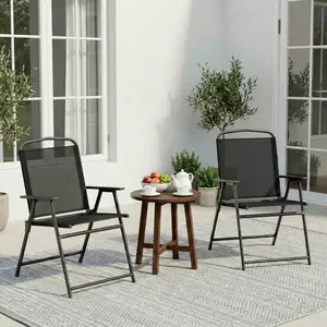 Arlopu Patio Folding Chairs Set of 2/4, Portable Dining Lawn Chairs, Outdoor Folded Furniture W/Breathable Textilene & Steel Frame, Armrests & Crossbar, All Weather for Pool, Camping