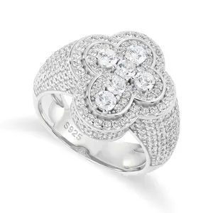 【#R308】3mm Cross Rings UCCIYO S925 Sterling Silver Synthetic Moissanite Ring for Women Men Hip Hop Jewelry Gift