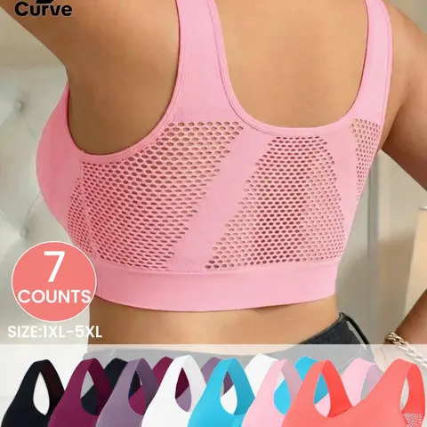 Plus Size Women's Seamless Soft Comfortable Wide Strap Everyday Medium Bra Bralettes Camisole Bralette Cami Bras, Breathable Mesh Backless Pure Color Bustier, Elastic Skin-Friendly Vest,No Padding,,Perfect for Sleep,Home Wear,All Seasons Underwear