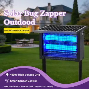 Edrogood Bug Zapper Outdoor Solar Powered,Mosquito Zapper Indoor with 4500V High Powered, Electric Fly Zapper with GroundingBracket, Rechargeable Waterproof Mosquito Killer, Fly Zapper, MosquitoKiller, Electric Trap Ideal for Patio,Backyard