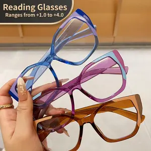 Men Women Cat Eye Glasses Adjustable +1.0 to +4.0 Strength Clear Transparent Vintage Floral Frame Single Item