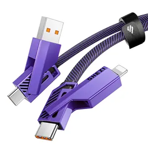 [Upgraded 2.0 4-in-1 USB C  60W 5FT   [480Mbps Data Transfer] Flat Nylon Braided Charger Cord Combo, USB A/C to C/L Multi Charge  for /iPad &  Devices,