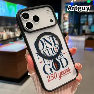 Magnetic Case for iPhone 17 16  Pro Max Plus 15 14 13 12 11 Air E God Nation Anniversary Pattern Acrylic Back Matte TPU Edges Anti-Fall Ultra Thin Phone Cover Shell