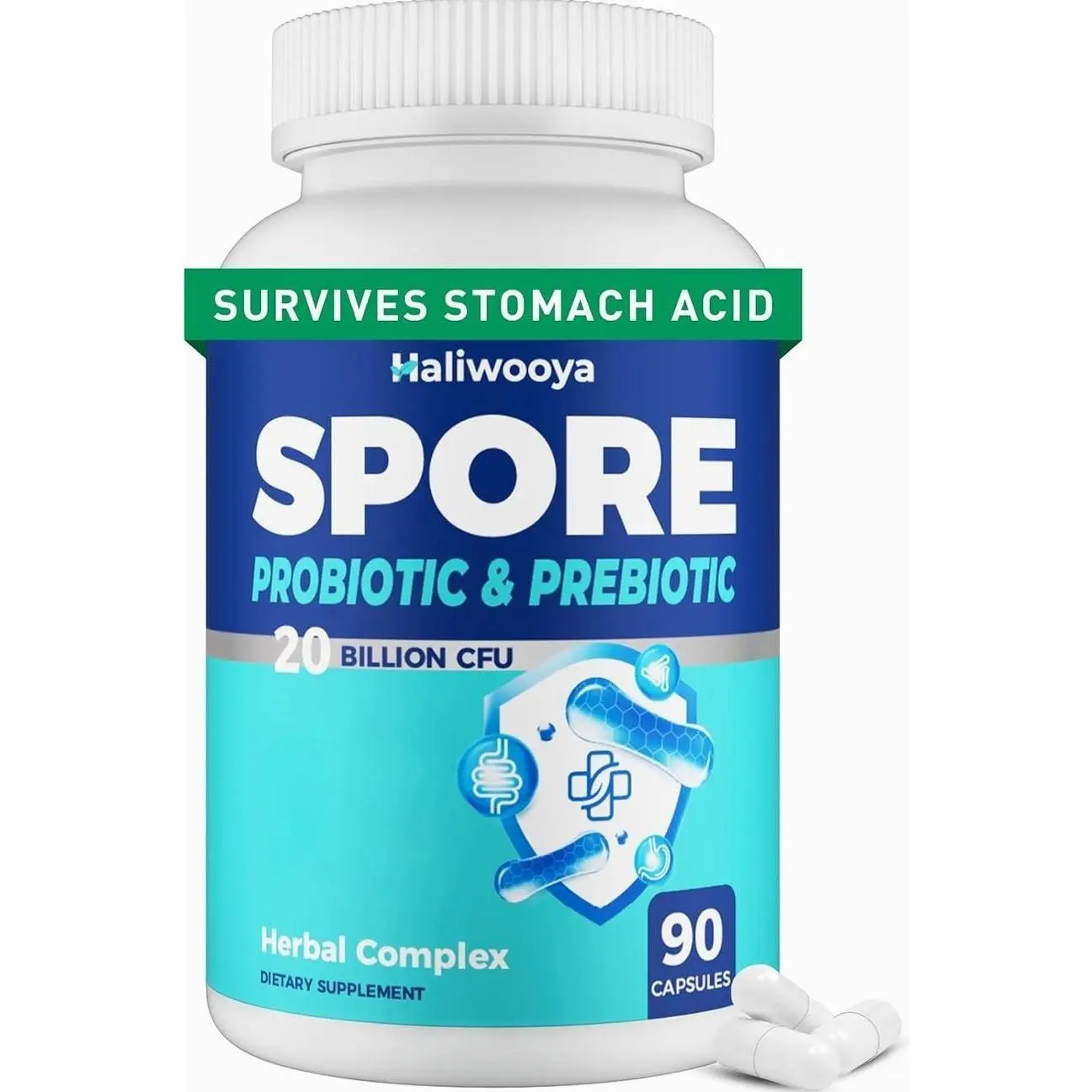 100% Spore Probiotic, 20 Billion CFU Spore Based Probiotics for Women & Men, No Refrigeration & Vegan, 90 Capsules