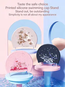 Adult Silicone Swim Cap Waterproof Comfortable Not Tight Around Head Fashion Print Long Hair Ear Protection