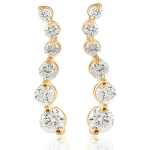Ladies 1/2ct Diamond Journey Earrings 14K Yellow Gold
