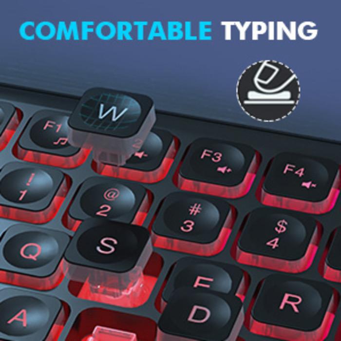JOMAA 2.4G Wireless Keyboard and Mouse Combo RGB Backlit Rechargeable Full-Size Ergonomic Type-c+USB Wireless Sleep Mode