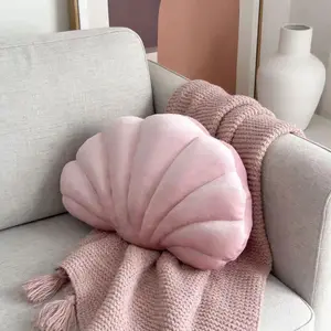 Plush Velvet Shell Cushion Pillow Soft Decorative Throw Pillow for Sofa Chair Bed Living Room Bedroom Boho Home Decor