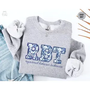 Toile De Jouy RBT T-Shirt OR Sweatshirt  , Registered Behavior Technician tee, Floral Behavior Analyst shirt, Cute Aba Therapist ,RBT Cotton Fabric Fit