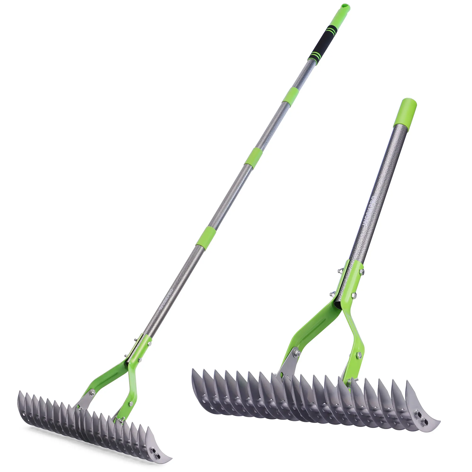 #blackfriday WORKPRO Thatch Rake, 15-Inch Head, Telescopic 5ft Handle, Heavy-Duty Adjustable Dethatcher for Removing Dead Grass Clippings, Loosening Soil