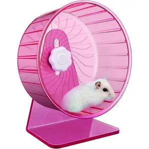 Super Silent Hamster Exercise Wheel with Adjustable Stand, Quiet Rat Wheel Φ 5.5 inch Pink