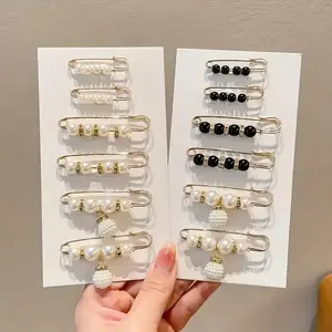 12 Pieces of Elegant Faux Pearl Brooches Belt Fixing Dress Clips Hat Shawl Clothing Elegant Temperament Decoration Valentine's Day