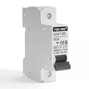 DC Circuit Breaker 40 Amp Solar Panel Disconnect Switch 12V-500V 1 Pole Miniature Solar Circuit Breaker for PV Outdoor Homes Battery, AC 110V DIN Rail MCB