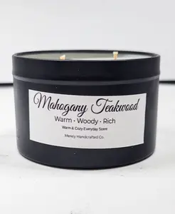 Mahogany Teakwood Candle | Warm Woodsy Cologne Scent | 6oz Double Wick