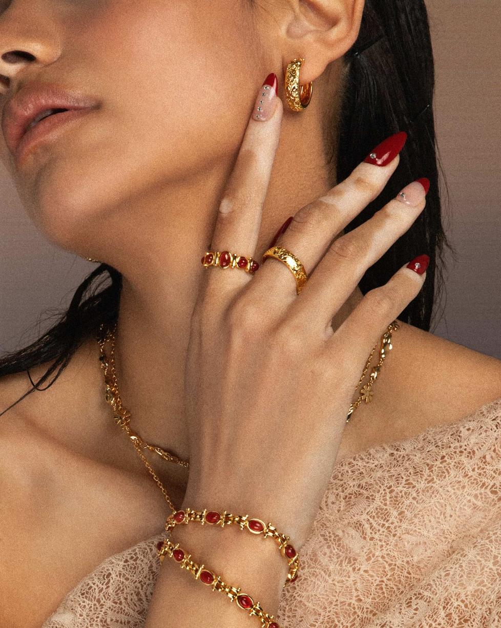 en route Serenade of Orchid Hoops in Gold, Elegant Orchid Motifs with Modern Hoop Design, Versatile Statement Earrings for Everyday Chic & Layered Set Styling #SpringStatements