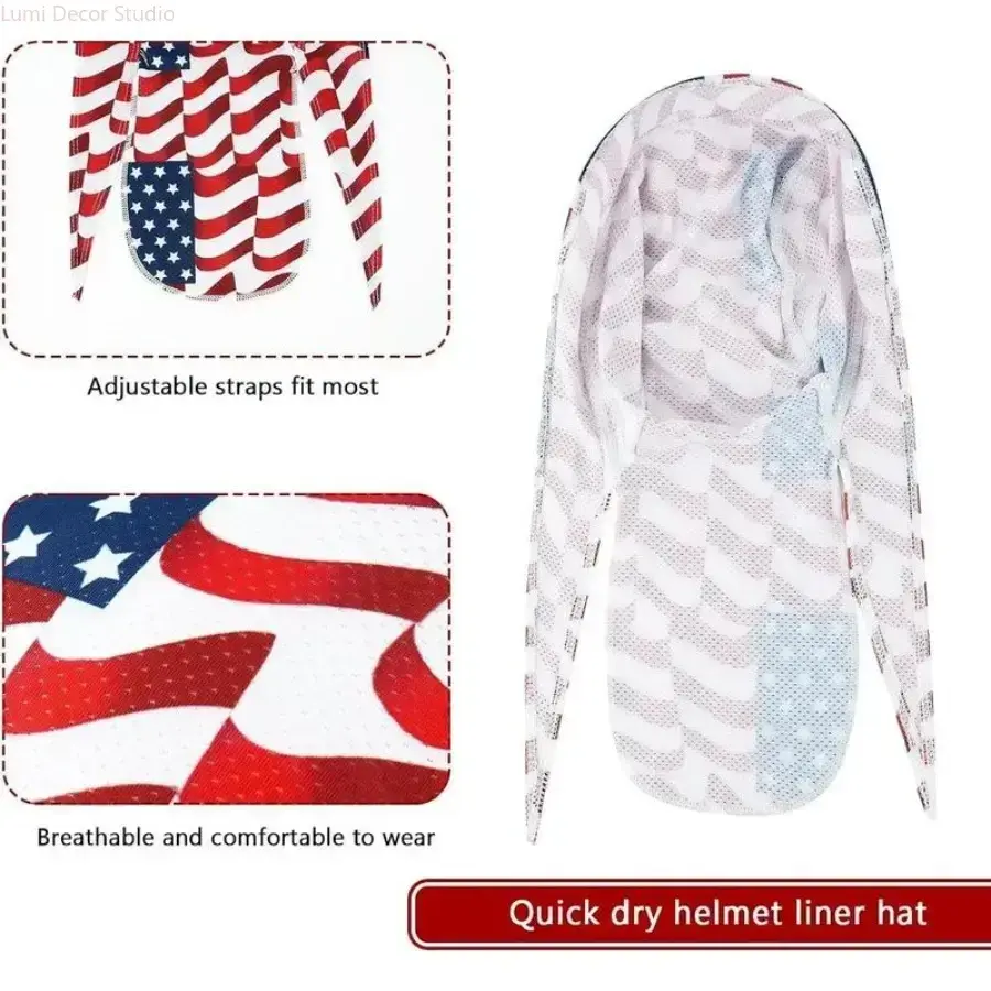 4-Pack Patriotic Durags, American Flag Stars and Stripes Breathable Mesh, Lightweight and Easy to Pack for Motorcycle Riding, Great Value, Casual Wear, Headwrap, Adults, Mesh Fabric, Biking, Outdoor Sport, Stars & Stripes, Unisex, One Size Fits