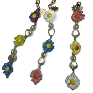 Daisy Mae Key Chain - Colorful Flower Design with Various Floral Patterns and Beads
