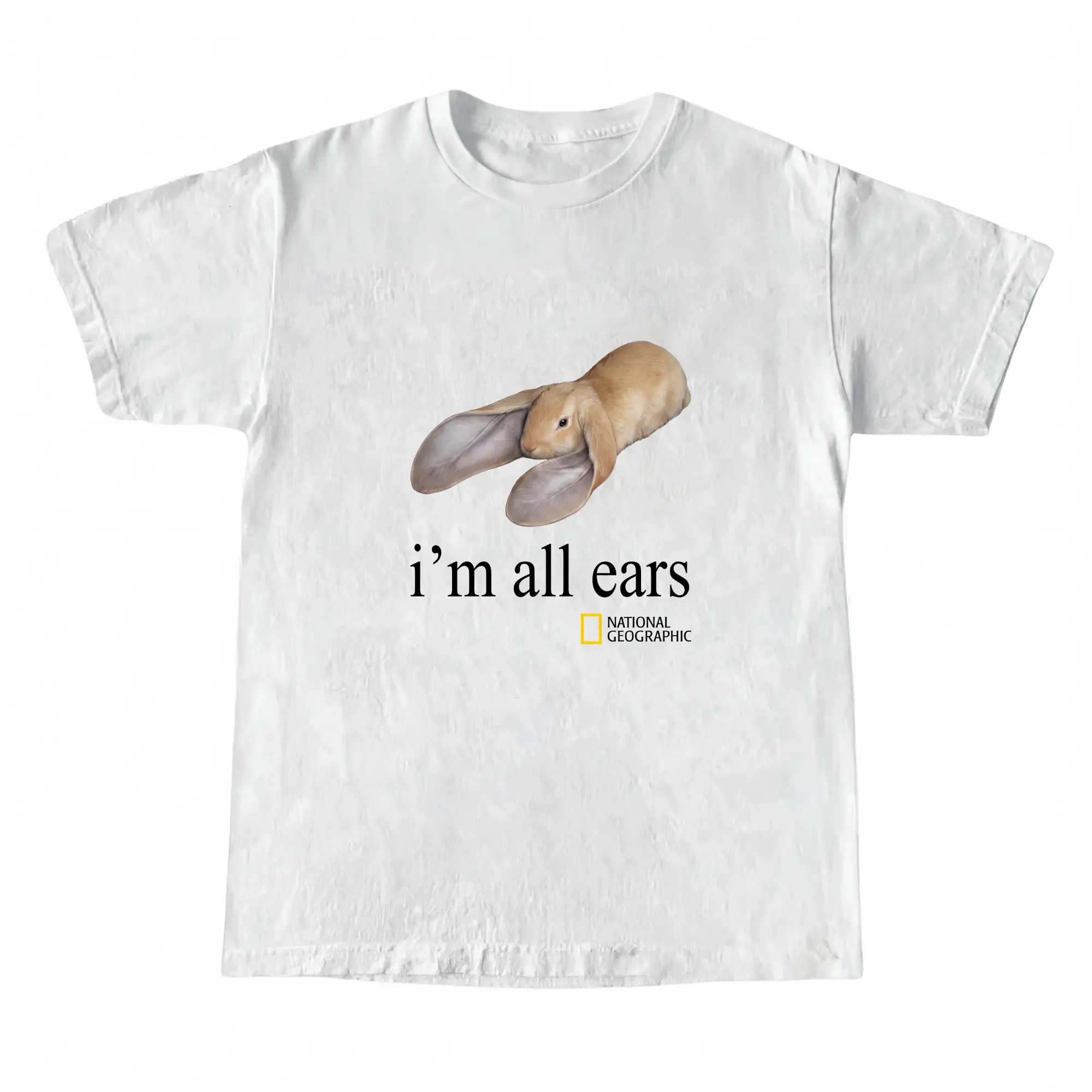 National Geographic i'm all ears Bunny T-Shirt, Unisex Cotton Shirt, Funny Shirt, Graphic T-Shirt, Trendy Shirt Gift, Casual Streetwear Unisex Top