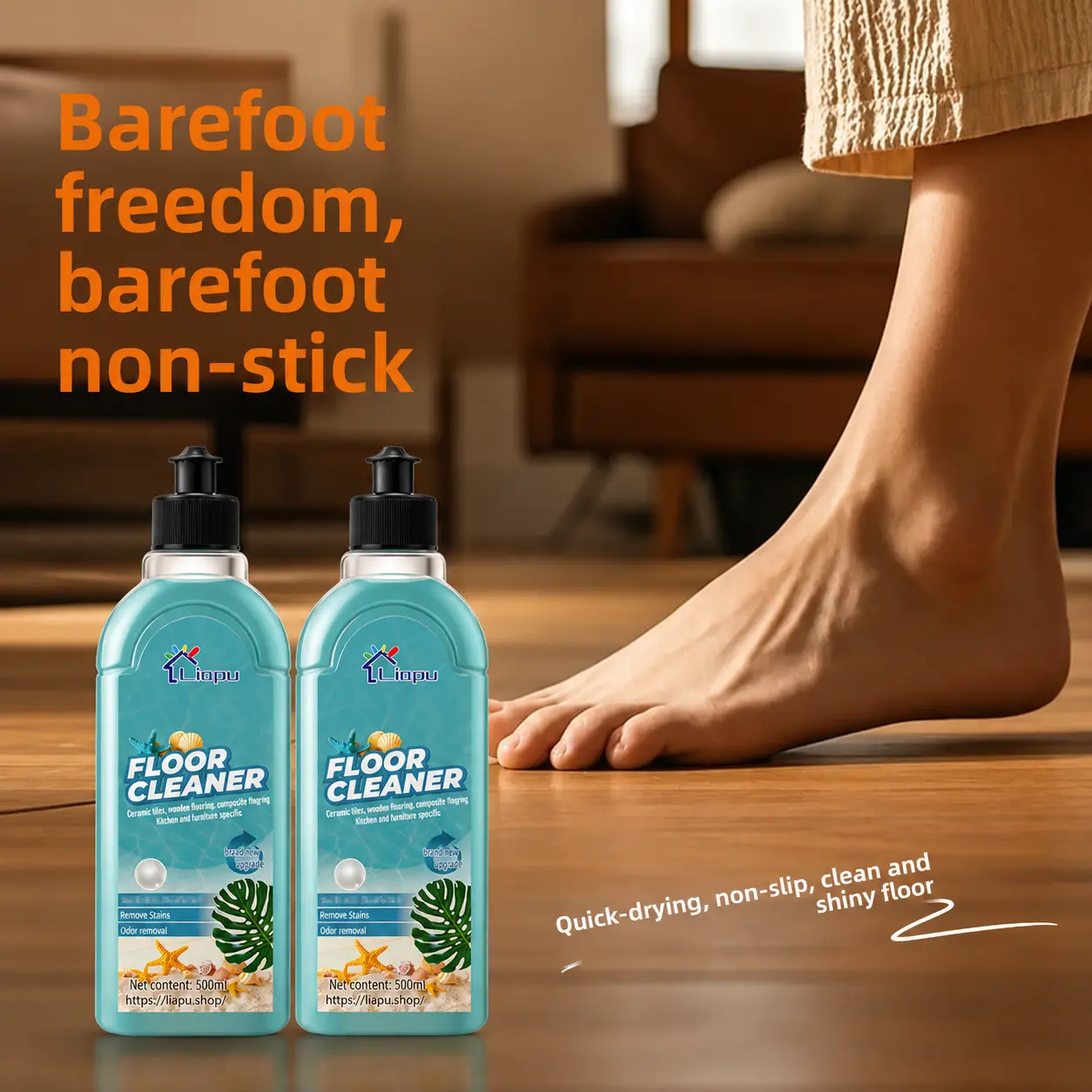LIAPU No Rinse Floor Cleaner, Concentrated Multi-Surface Floor Cleaning Solution for Hardwood, Tile, Vinyl & Laminate Floors, Fast Drying & Fresh Scent