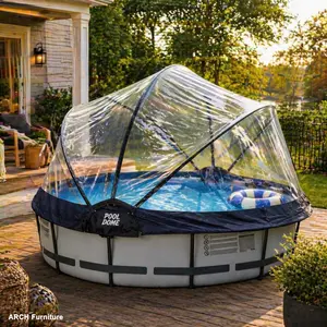 ARCH 10 Foot Round Multifunctional All Weather Cover Pool Dome Enclosure for Outdoor Pools, Compatible w/Clean & Warm Water Frame Pools, Weatherproof, Pool Accessories, 10Ft Size