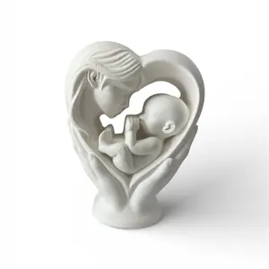 “JOLEN”-Mother&Baby.Handmade White High strength plaster figure-Mother with Baby.Made using “silicone “mold each piece is hand-finished,making it unique.Height 9cm/3,5in-Width 8cm/3,1in.Perfect for home decor,Mother-hood,Baby Shower or Newborn celebrati…