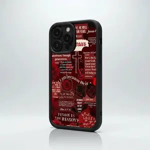 Dark Red Jesus Cross Rose Faith-Inspired Phone Case Art for iPhone17/17PROMAX/17PRO/16/15/14/13/12/GALAXYS21/S22/S23/S24 Celestial Eye Layered Phone Case delicate touch Cool trend BOBOJT1311010