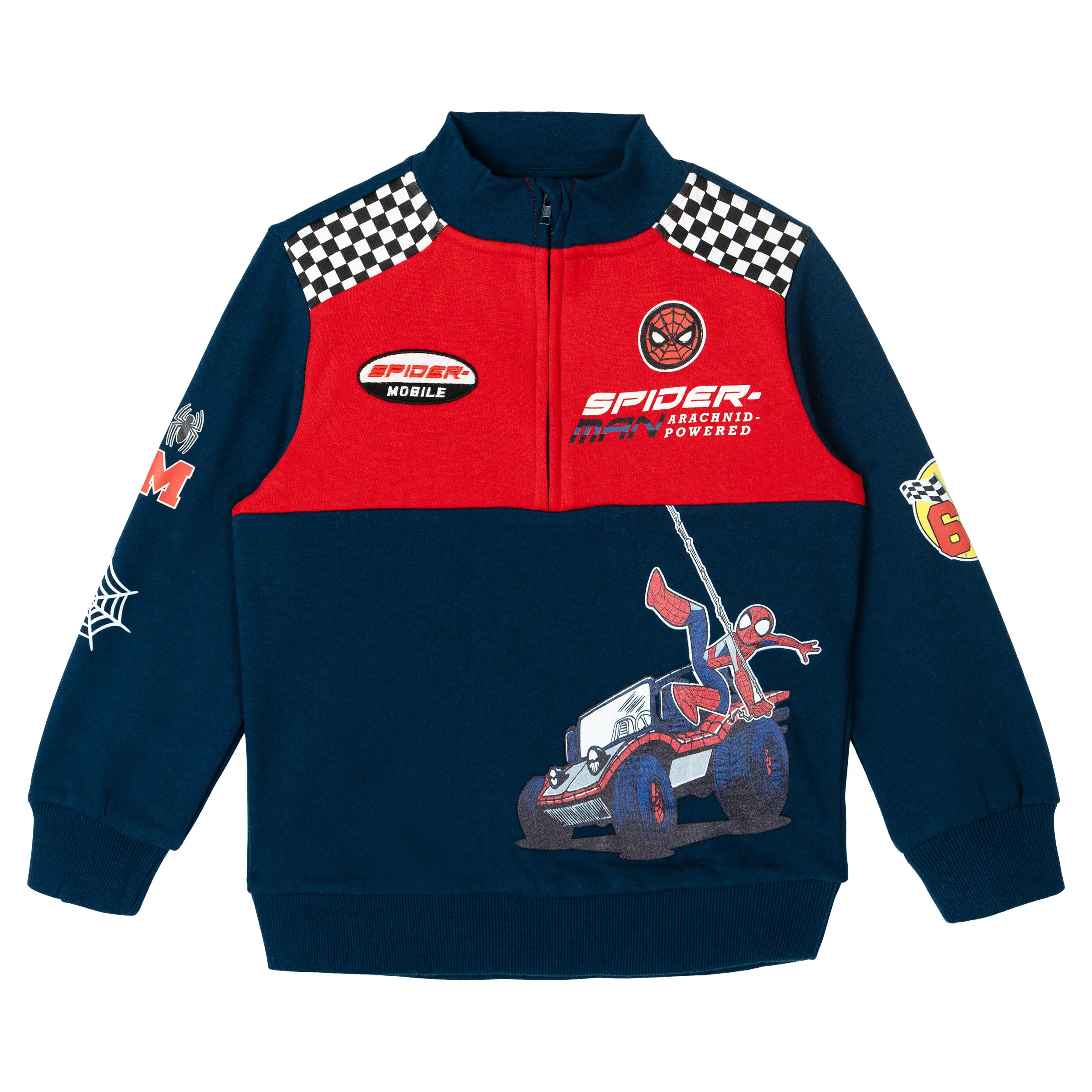 Marvel Spider-Man Boys' Graphic Fleece Quarter Zip Pullover Navy Red Toddler to Big Kid