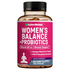 Women's Wellness Supplement + Probiotics, Feminine Balance | pH & Flora Support | Promotes Restful Nights & Fresh Feeling | Natural Support for Mood, Comfort | 120 Vegan Capsules | Non-GMO, USA Made