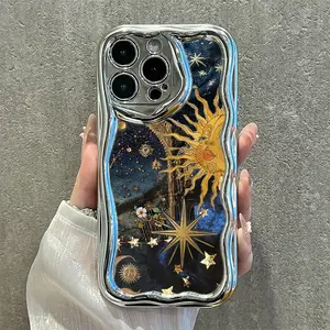 Phone Cases: An Electroplated Creamy Wave-textured Pattern Phone Case, Suitable for iPhone 17, 16, 15, 14, 13, 12, 11, Plus, Pro, Pro Max, PLUS, Air. Perfect for Anniversaries, Valentine's Day, New Moon, Eid, Christmas, Halloween. The Gift