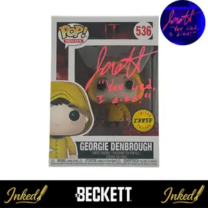 Jackson Robert Scott Autographed Signed "You Lied, I Died!" Georgie Denbrough Chase Funko POP! #536 IT Vinyl Figure Beckett Certified COA Fluorescent