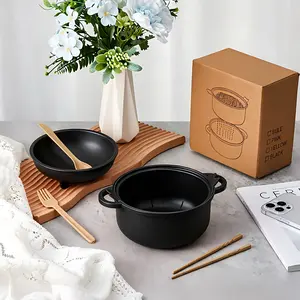 Cute Ramen Cooker Tableware Set with Chopsticks Microwave Safe Wheat Straw 45 Oz Capacity College Dorm Essentials Noodle Bowl Cutlery Set Thanksgiving tableware Value Pack Valentine's Day gift Set Stock Up Summer vibes
