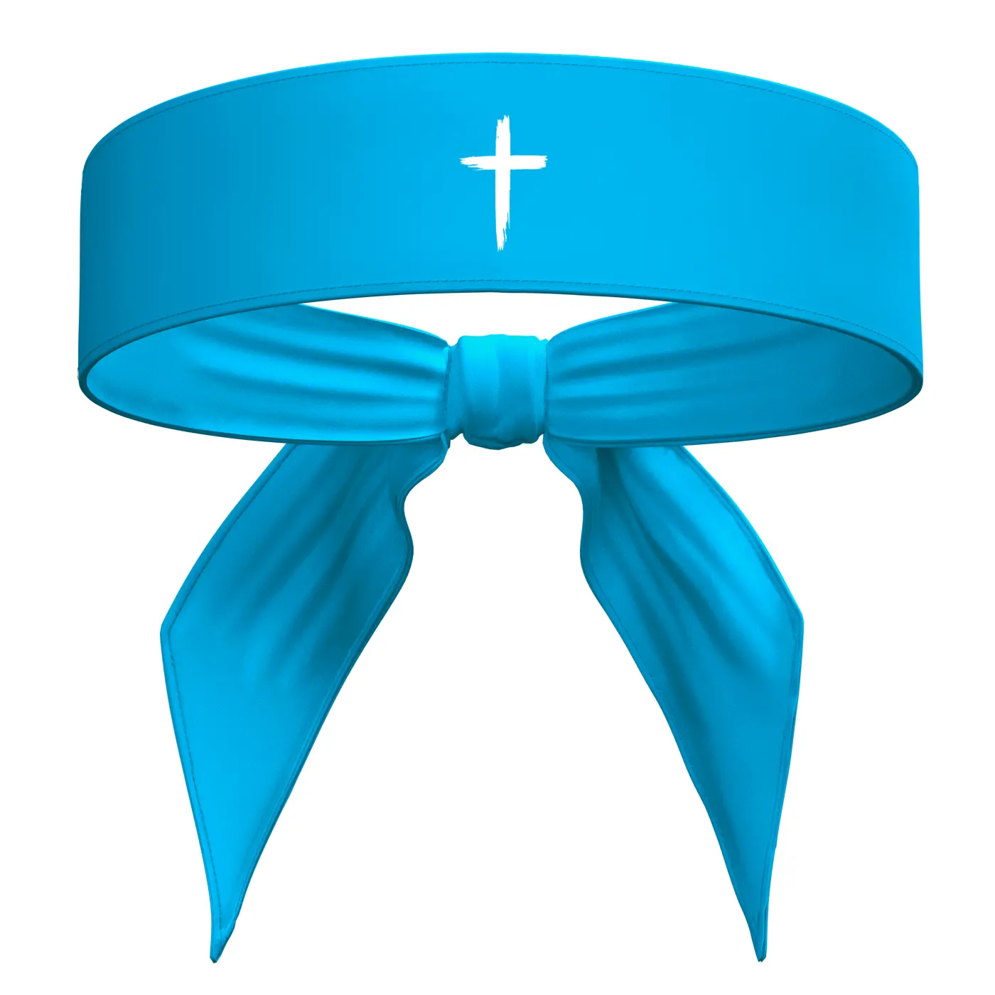 Cross Sports Head Tie Headband Sweat Fitness Black White - Sky Blue - Christian Jesus God Scripture Bible Verse Faith Inspirational Men's Women's Kids Sweatband Head Band Sweat Band