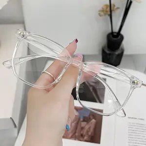 3 pairs of transparent zenni glasses frame, myopia, men's and women's anti-blue light glasses, anti-radiation, large face, thin, ultra-light flat glasses 002