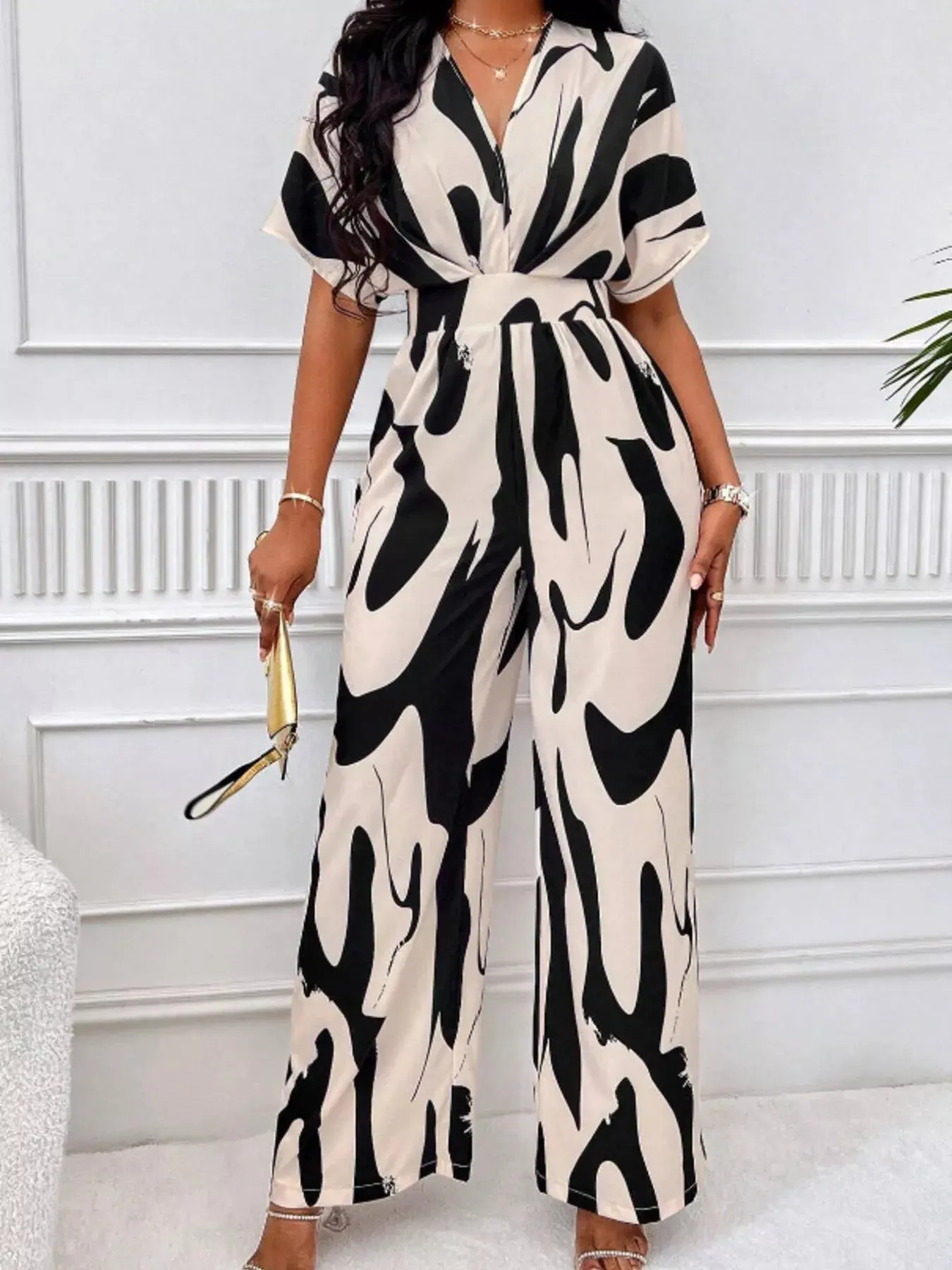 Abstract Print Wide-Leg Jumpsuit