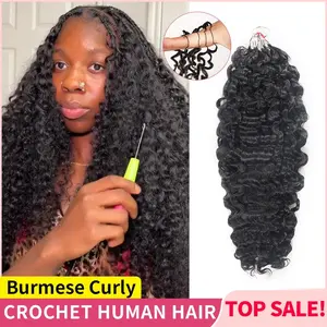 【Seamless Crochet Braids】Raw Burmese Curly Soft Crochet Hair Newest 100% Human Hair Extensions