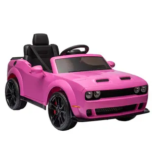 【GARVEE】Licensed Dodge Challenger Electric Car for Kids - 12V Battery-Powered Ride-On Vehicle with Remote Control, LED Lights, Bluetooth, and MP3 Player, Suitable for Boys and Girls