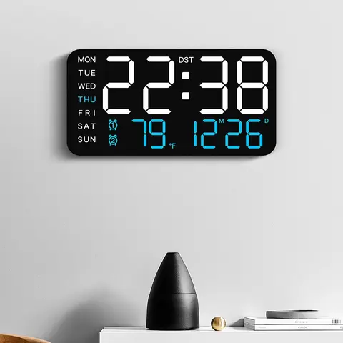 Large Screen Frameless Electronic Clock, Multi-Functional Wall & Stand Display, Digital Watch with Temperature, LED Display Clock, USB Powered Clocks, Battery Operated Digital Wall Clock, Clocks for Living Room, Gift for Seniors
