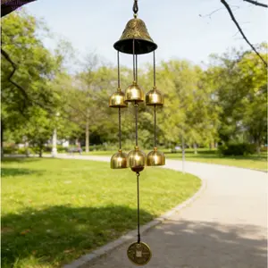 Vintage 6-Tube Metal Wind Chime, Premium Tuned Aluminum Tube Hanging Decor, High-End Textured Wind Bell with Melodious Sound, Garden Accessories Decor for Home, Patio & Indoor-Outdoor Aesthetic Use,summervibes
