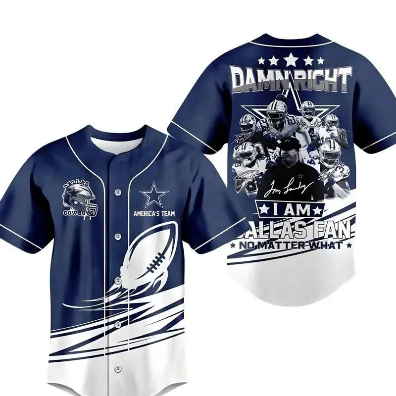 Cowboys Baseball Jersey | Men's Fan Apparel | Football Team Shirt | Casual Streetwear | Gift for Him | Vacation & Summer Top All 3D Print