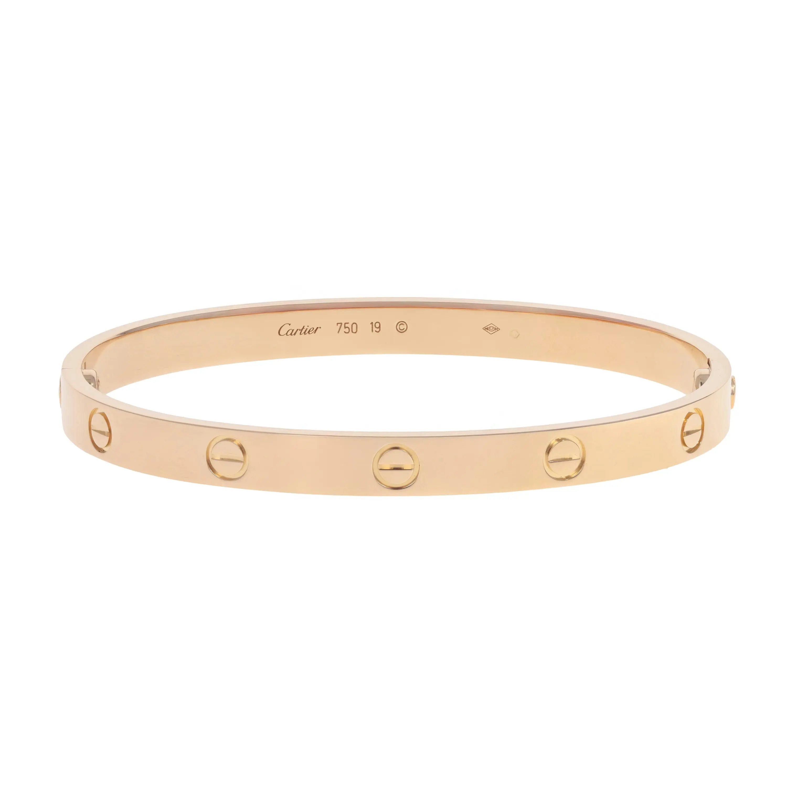 Pre-owned Cartier Love Bangle Bracelet Size 19