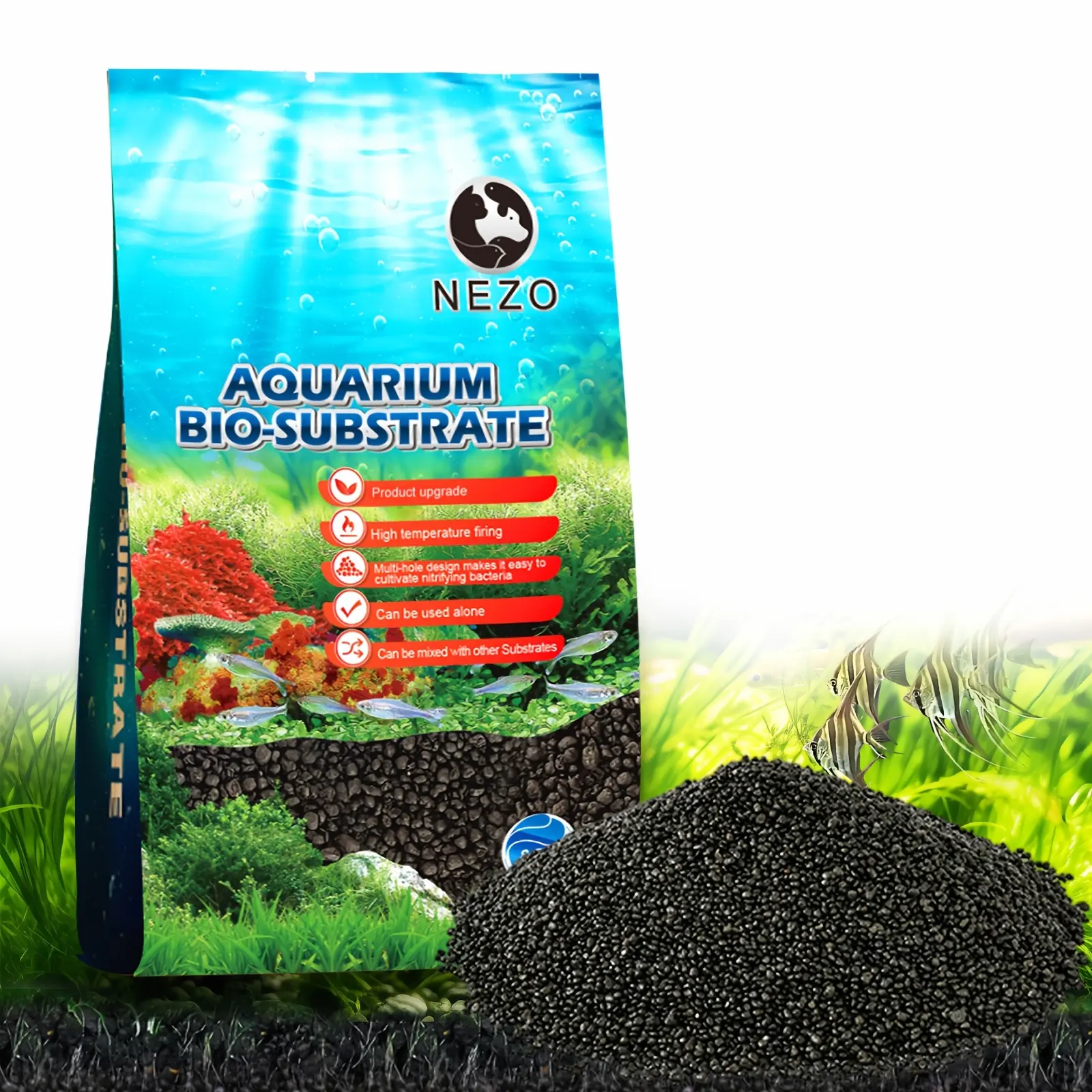 NEZO Aquarium Bio Substrate Gravel, Plant And Shrimp Stratum for Fish Tank, 7 Lbs/21Lbs