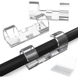 30PCS Adhesive Cable Clips：Cord Management Cable Clips Cord Clips Wire Holders for Cords Cable Holder Clip Cable Management Clips for Home and Office Cable Clips Clear