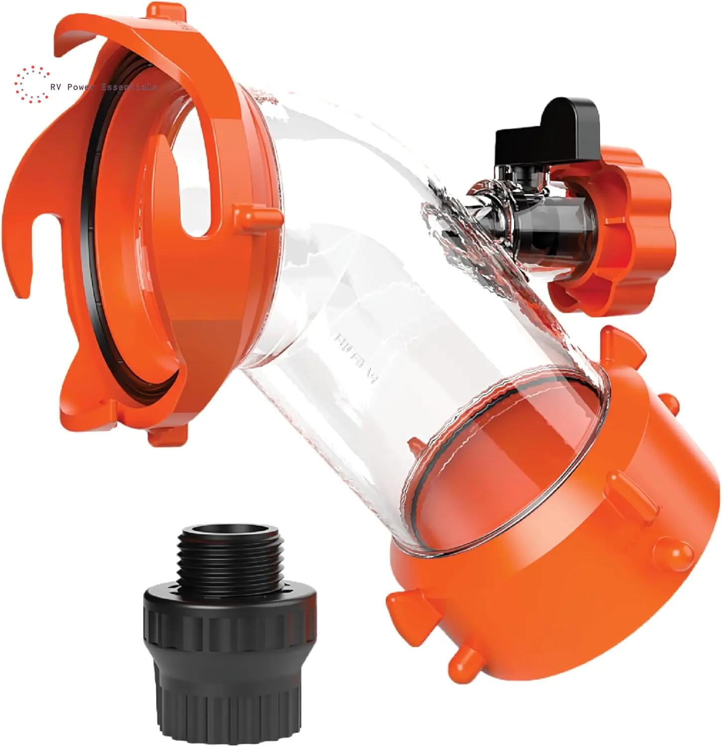 Camco Rhino Blaster RV Tank Rinser with Backflow Preventer, Polycarbonate Tool with 360° Swivel Fittings, High-Pressure Water Jet for RVs & Portable Waste Tanks, Fast Odor Elimination & Deep Cleaning