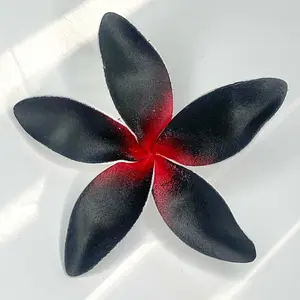 Black/Red Frangipani (Plumeria) Hair Clip; Medium