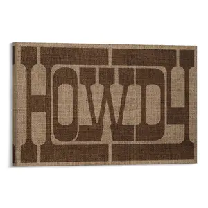West Wall Art，Burlap Howdy Typographic Poster, Western Wall Decor, Entryway Art, Farmhouse Wall Art Canvas Poster Bedroom Decor Sports Landscape Office Room Decor Gift Frames Ornaments Print Decoration Artistic Photo