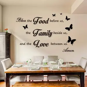 Kitchen Wall Stickers Dining Room Decor Dinner Prayer Sign Bless The Food Before US Sign Family Stickers for Home Wall Decorations(2)