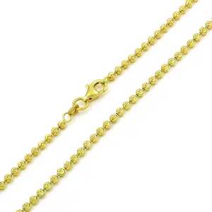 925 Sterling Silver 2.5mm Moon-Cut Ball Bead Gold Plated Chain