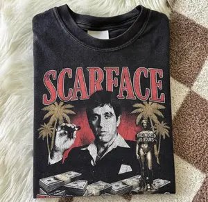 Vintage Scarface T-Shirt, Tony Montana The World Is Yours Tee, Al Pacino Graphic Shirt, 80s Gangster Movie Gift, Retro Cinema Apparel