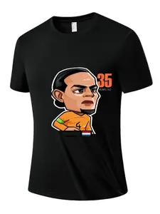 Men's Holland Legend Football Player Cartoon Quick-Dry T-Shirt, Breathable Short Sleeve for Daily Wear and Outdoor Sports
